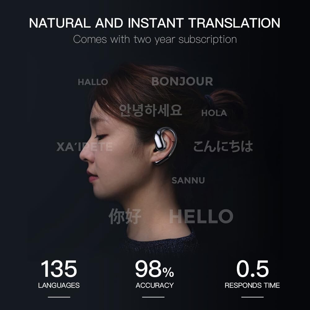 3-in-1 AI Smart Voice Translation Earbuds Real Time Translator 135+ Languages