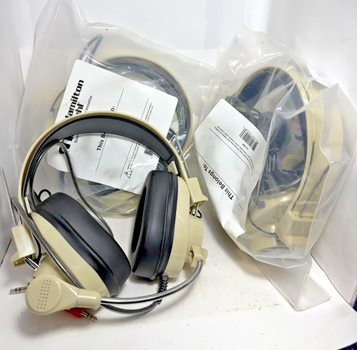 (Lot of 3) HB Hamilton Buhl HA-66M Headphones with Gooseneck Microphone