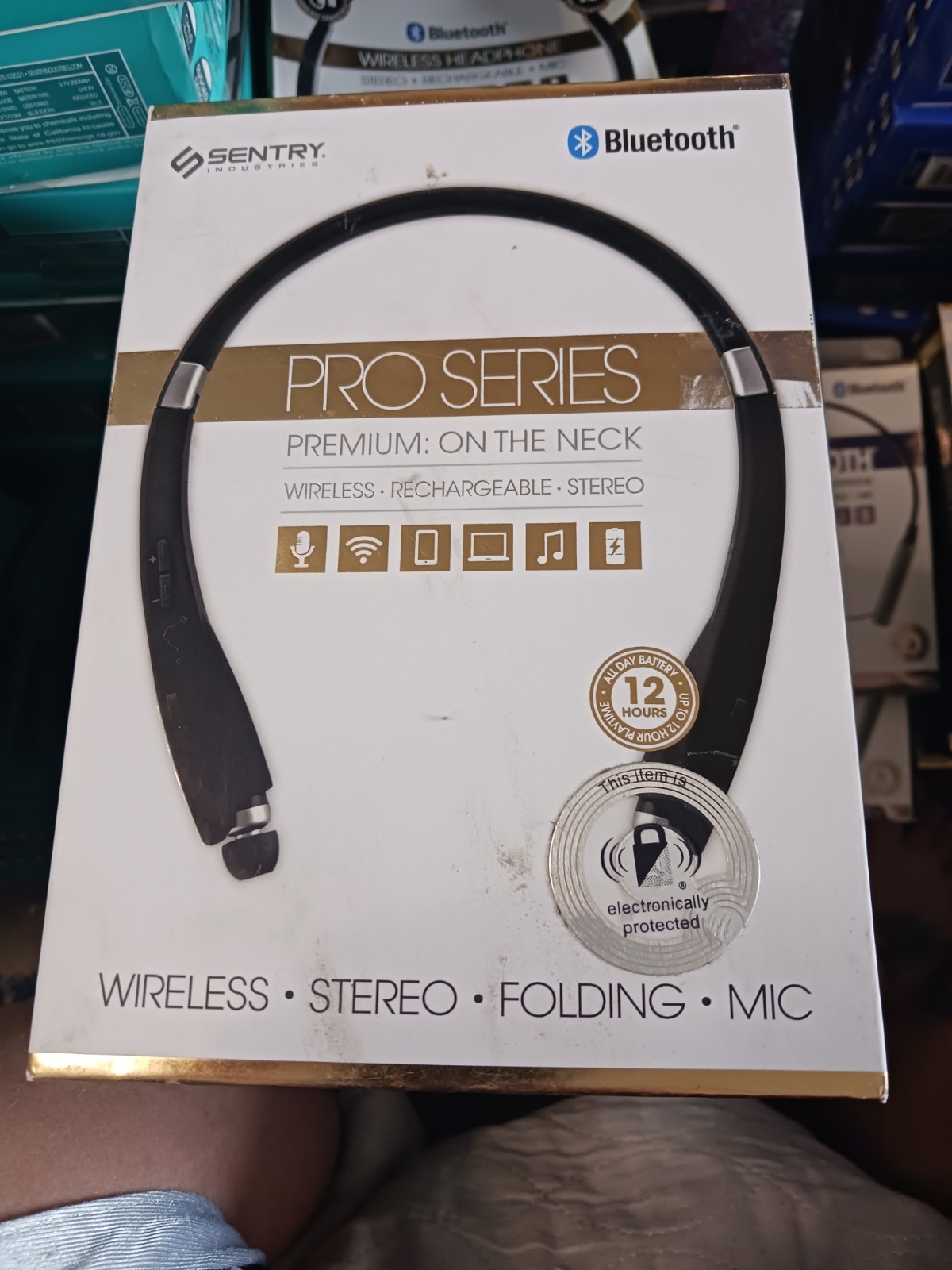 Sentry Pro Series Premium On The Neck Headphones Wireless, Rechargeable, New
