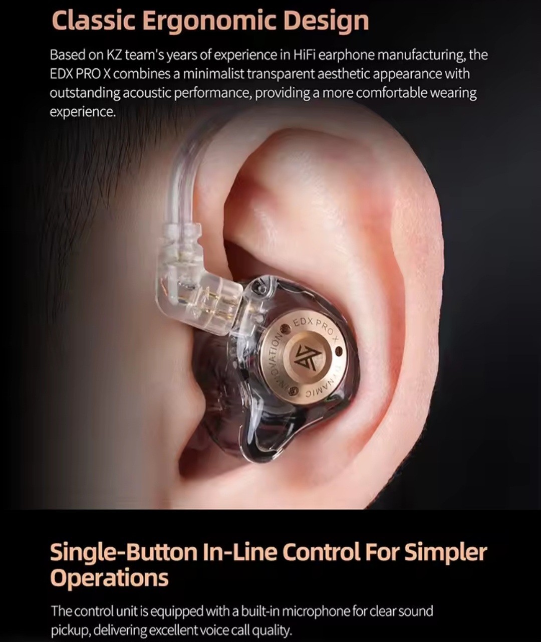 KZ EDX Pro in-Ear Stage Monitor Headphone Dual Magnetic with mic Earphones M5L6