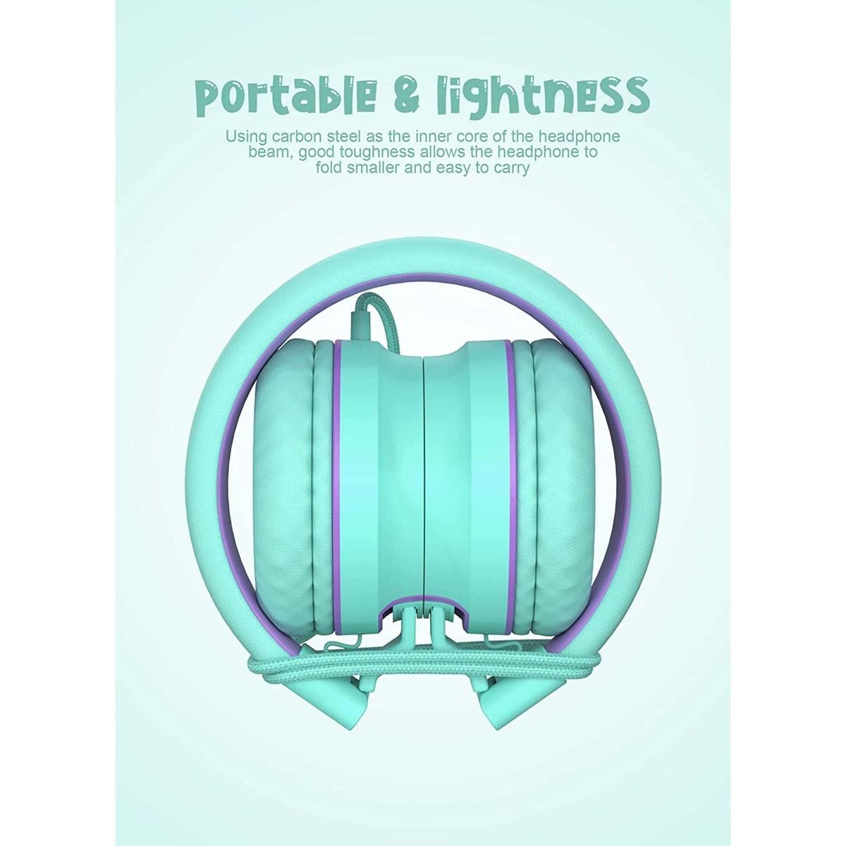 WIRED FOLDABLE HEADPHONES FOR KIDS WATER GREEN JACK 3.5MM
