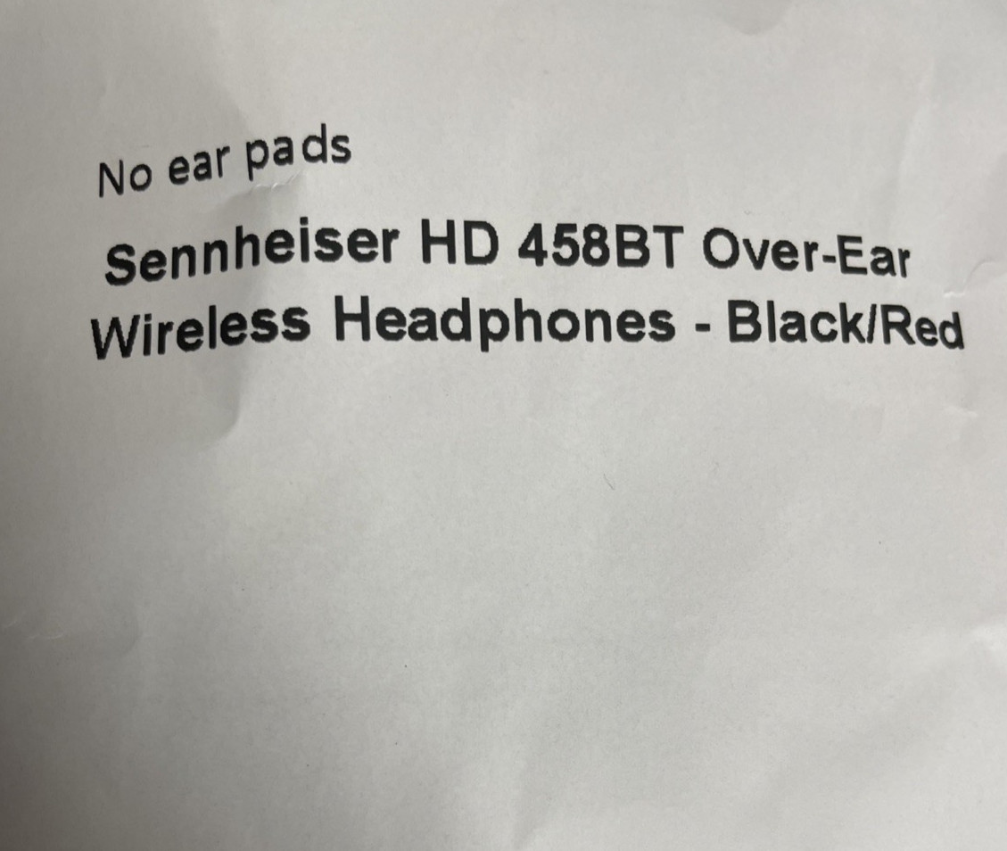 2X SENNHEISER HD 458BT OVER-EAR WIRELESS HEADPHONES -BLACK AND RED**NO EARPADS**