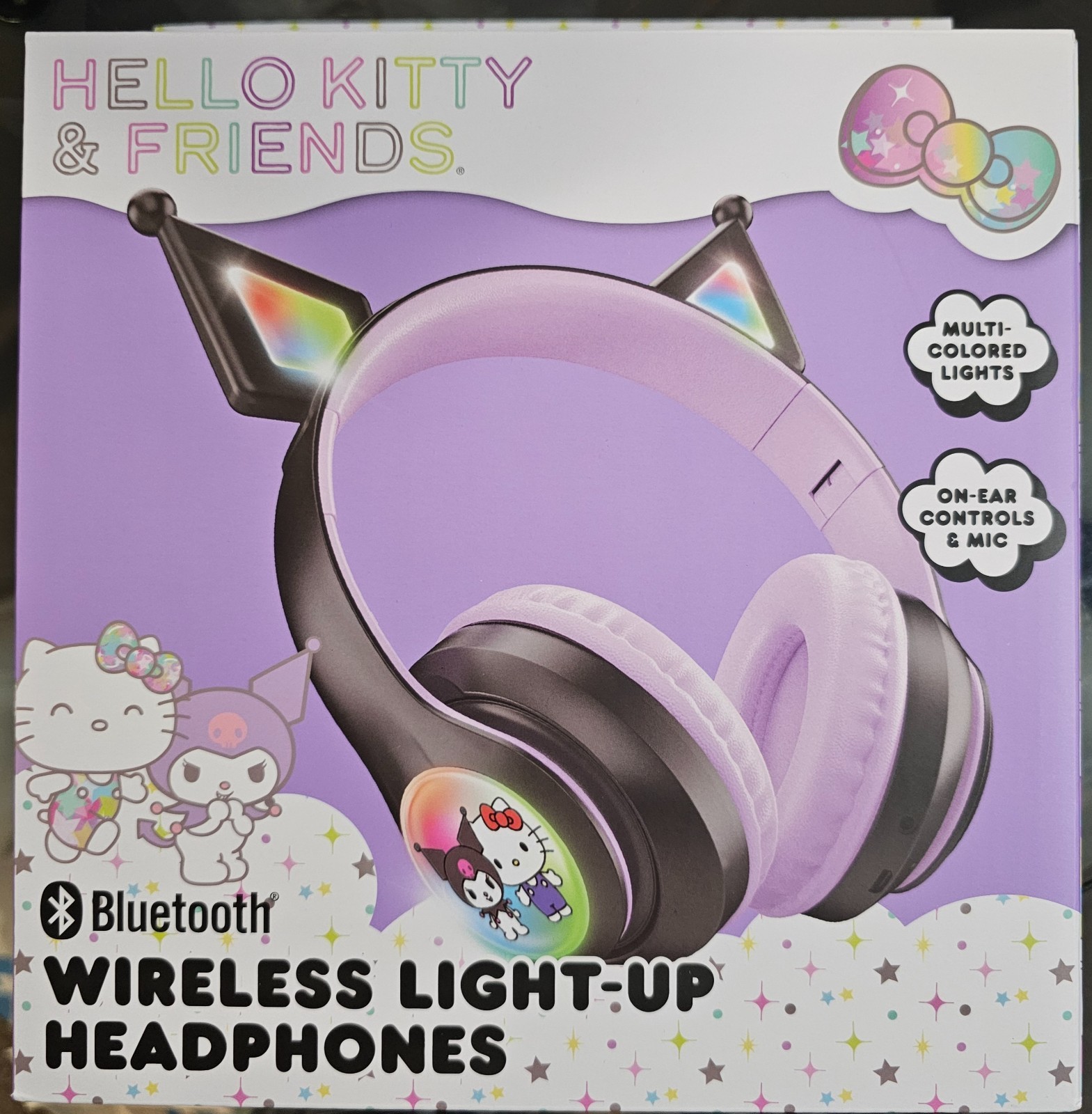 Hello Kitty and Friends KUROMI Wireless Light Up Headphones Bluetooth w/Mic NEWO