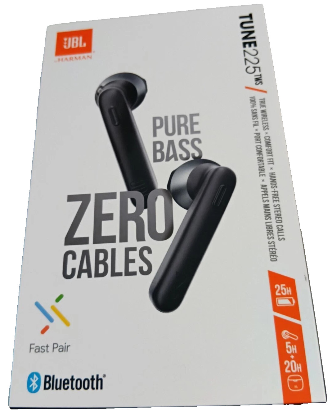 JBL TUNE 225TWS PURE BASS Wireless Earbuds Earphones Bluetooth Harman Black NEW