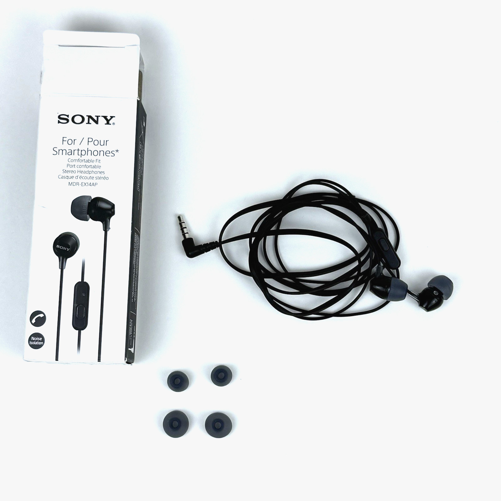 Sony MDR-EX14AP Wired Earbuds w/ Mic 3.5mm In-Ear Headphones Black– Open Box