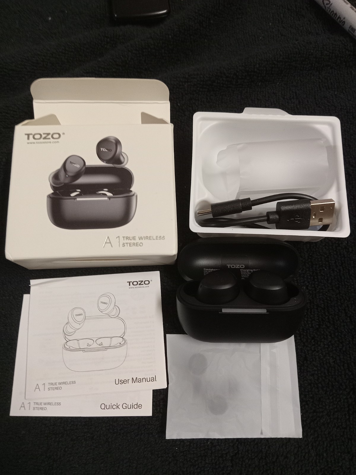 TOZO A1 Mini Wireless Earbuds Bluetooth 5.3 Mic IPX5 Waterproof – Black (New)