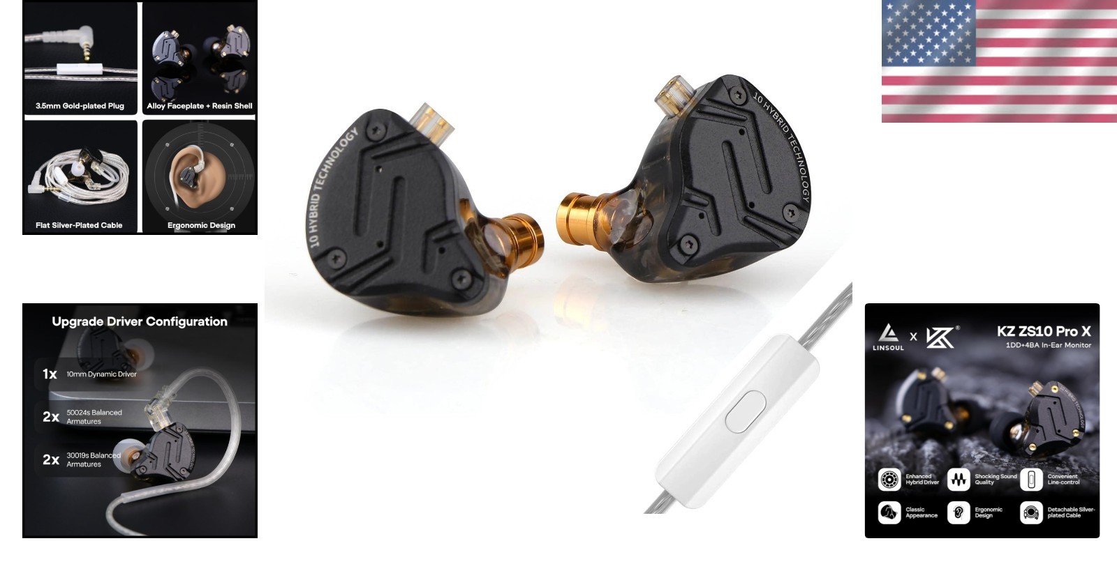 Upgraded KZ ZS10 PRO X HiFi Earphones: Alloy Faceplate, Superior Sound Quality