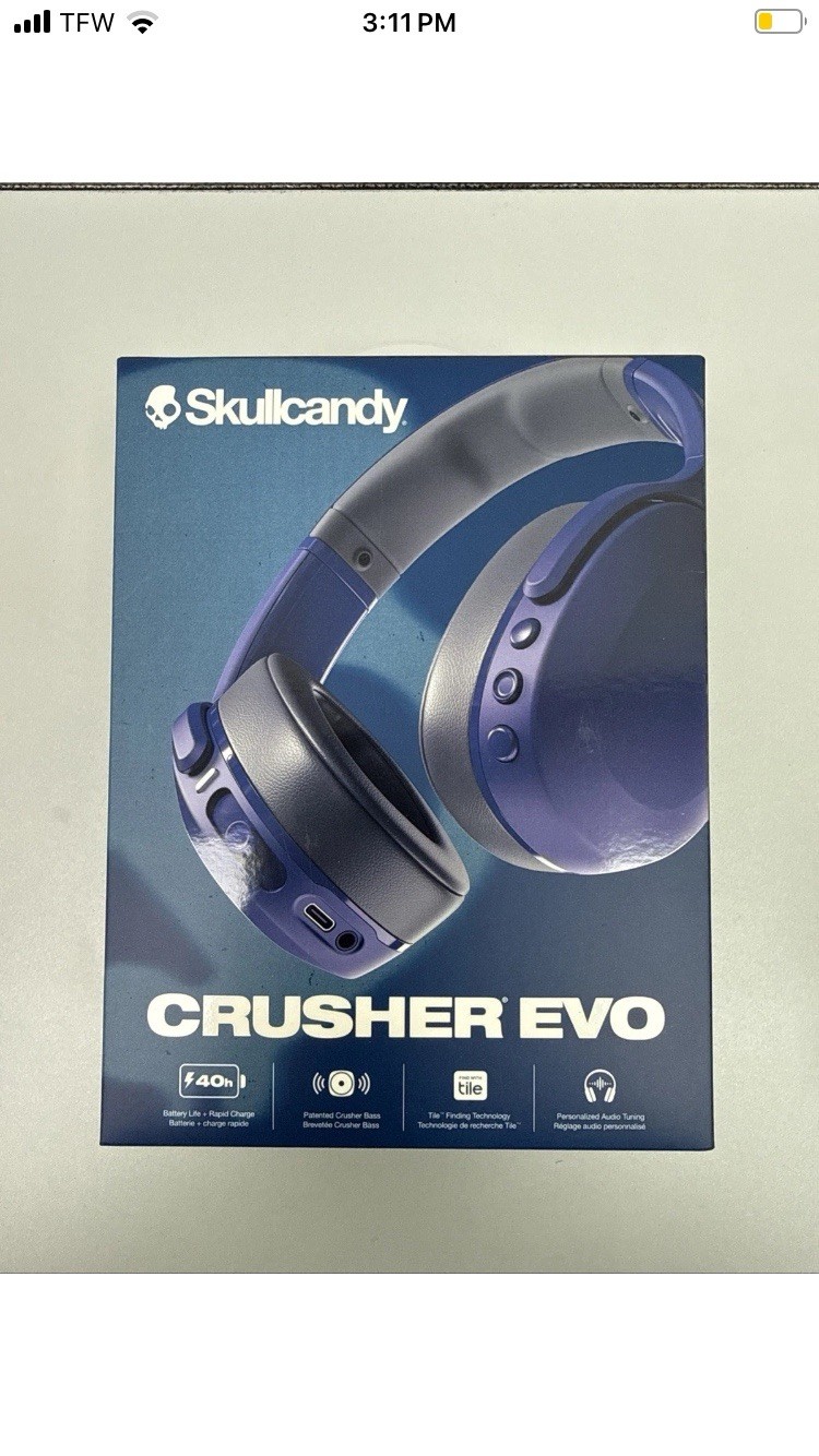 NEW Skullcandy Crusher Evo Wireless Bluetooth Over Ear Headphones Midnight Blue