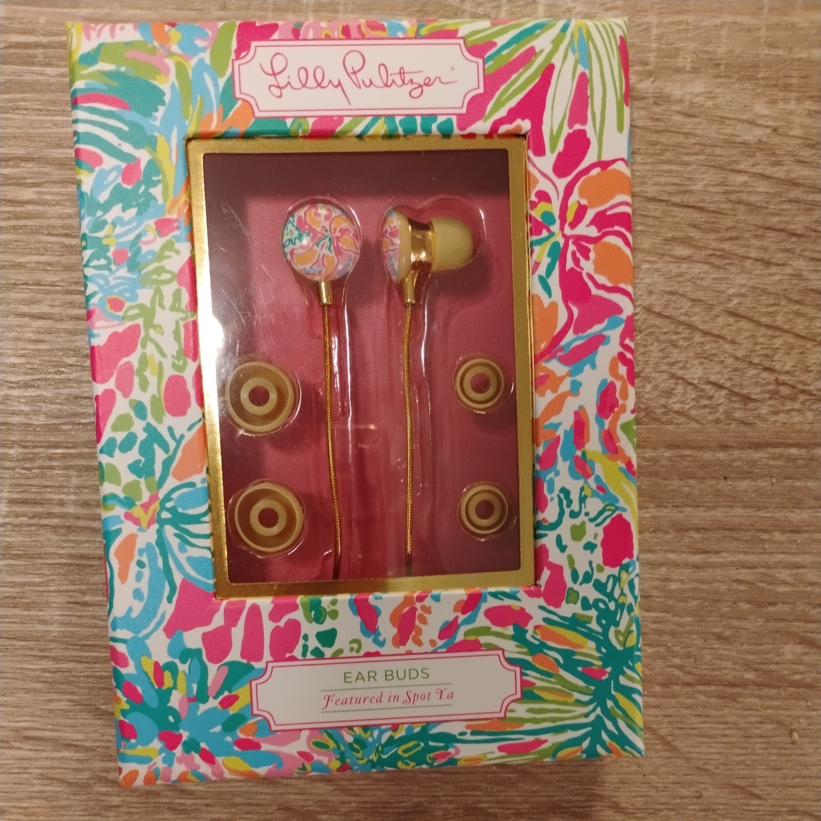 LILLY PULITZER Earbuds “Fan Sea Pants” volume control multicolor | NIB 48” cord