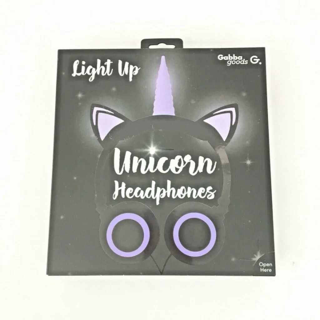 Light-up Unicorn Headphones Black/ Purple by Gabba Goods Premium LED NEW IN BOX