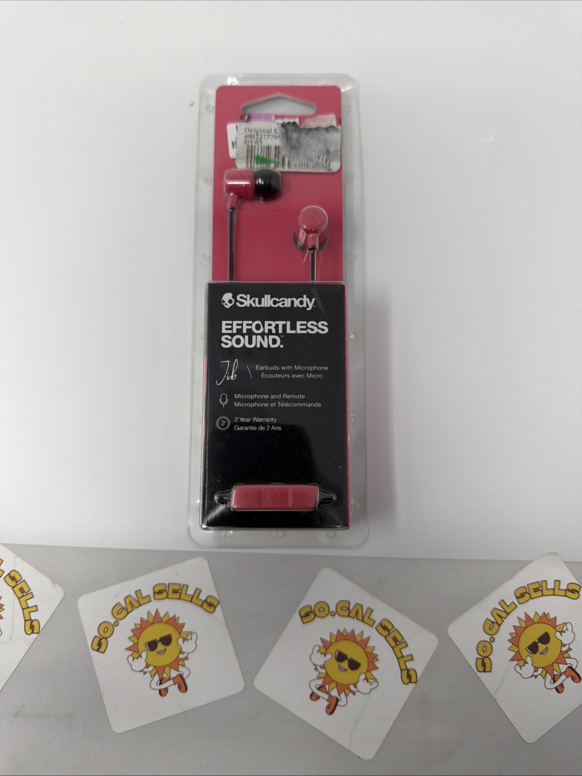 Skullcandy JIB In-Ear Earbud w/Mic Model#:S2DUYK – Pink **New