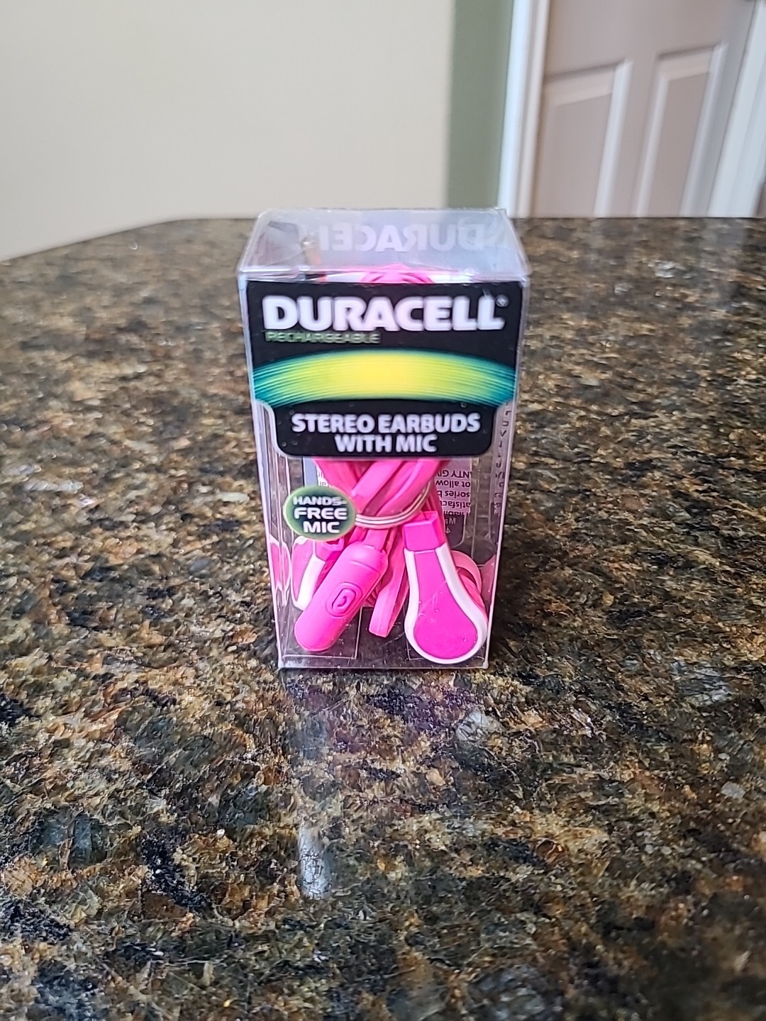 NOS Duracell Earphones Wired 3.5mm Jack Stereo Earbuds w/Mic Mobile Phone Pink