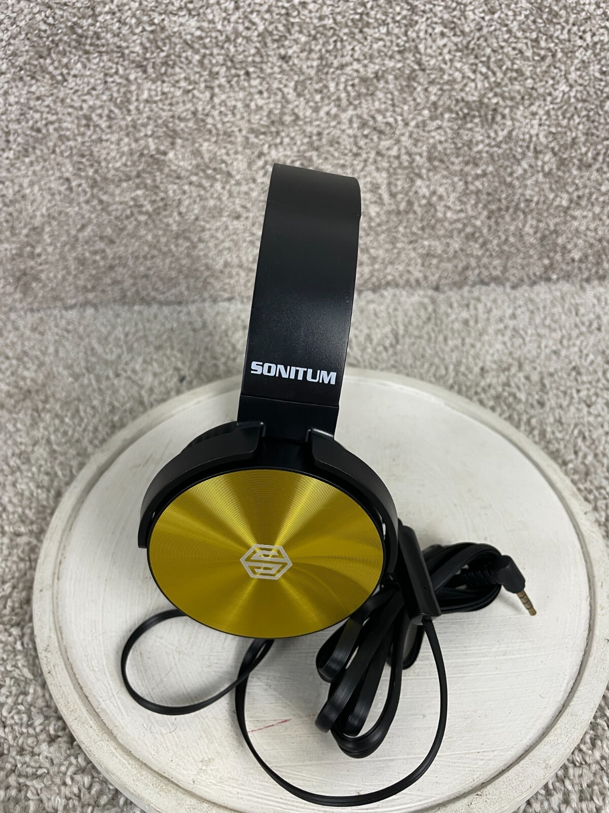Sonitum Smartphone Headphones Wired Stereo 7″x6″ Black Yellow Tested/Works