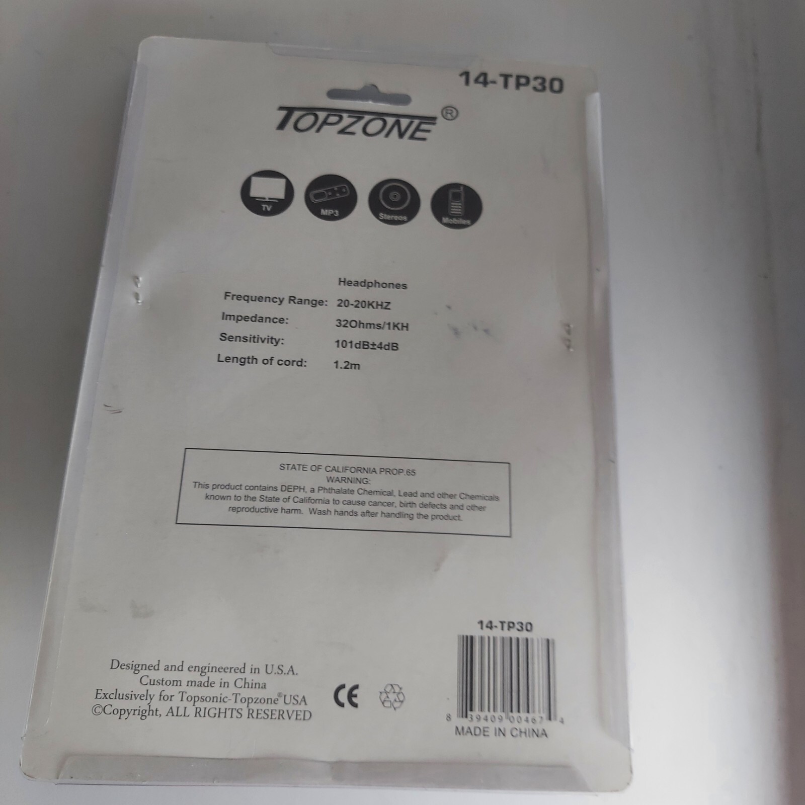 Vintage Topzone New Digital Stereo Headphones 14-TP30
