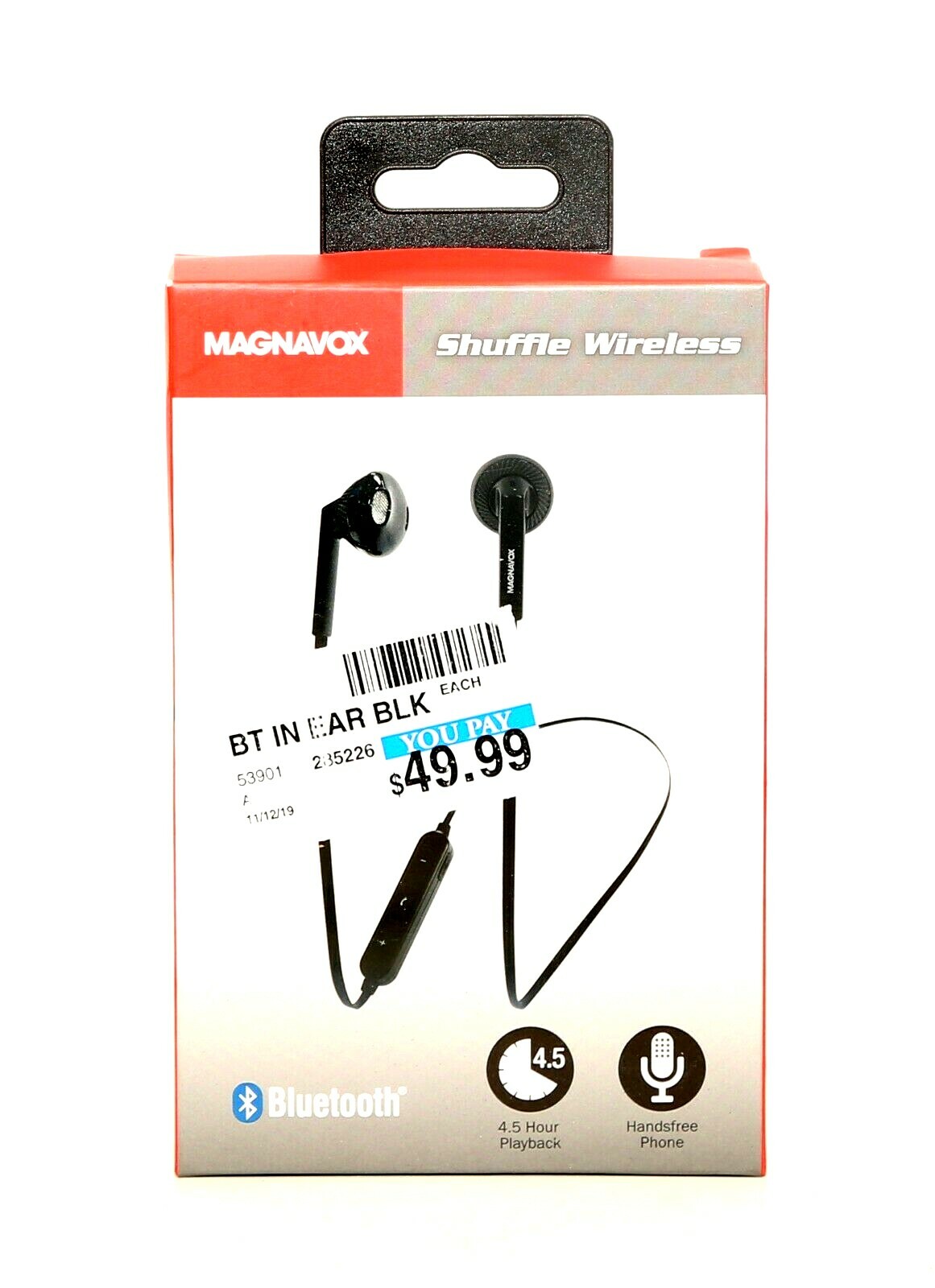 Magnavox Shuffle Wireless Hands Free Bluetooth Earbud Headphones with Mic NEW