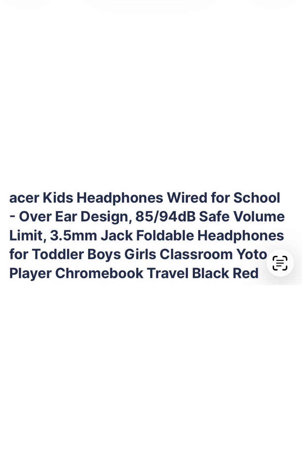 Acer Kids Wired Over-Ear Headphones 3.5mm Foldable Volume Control Red/Black
