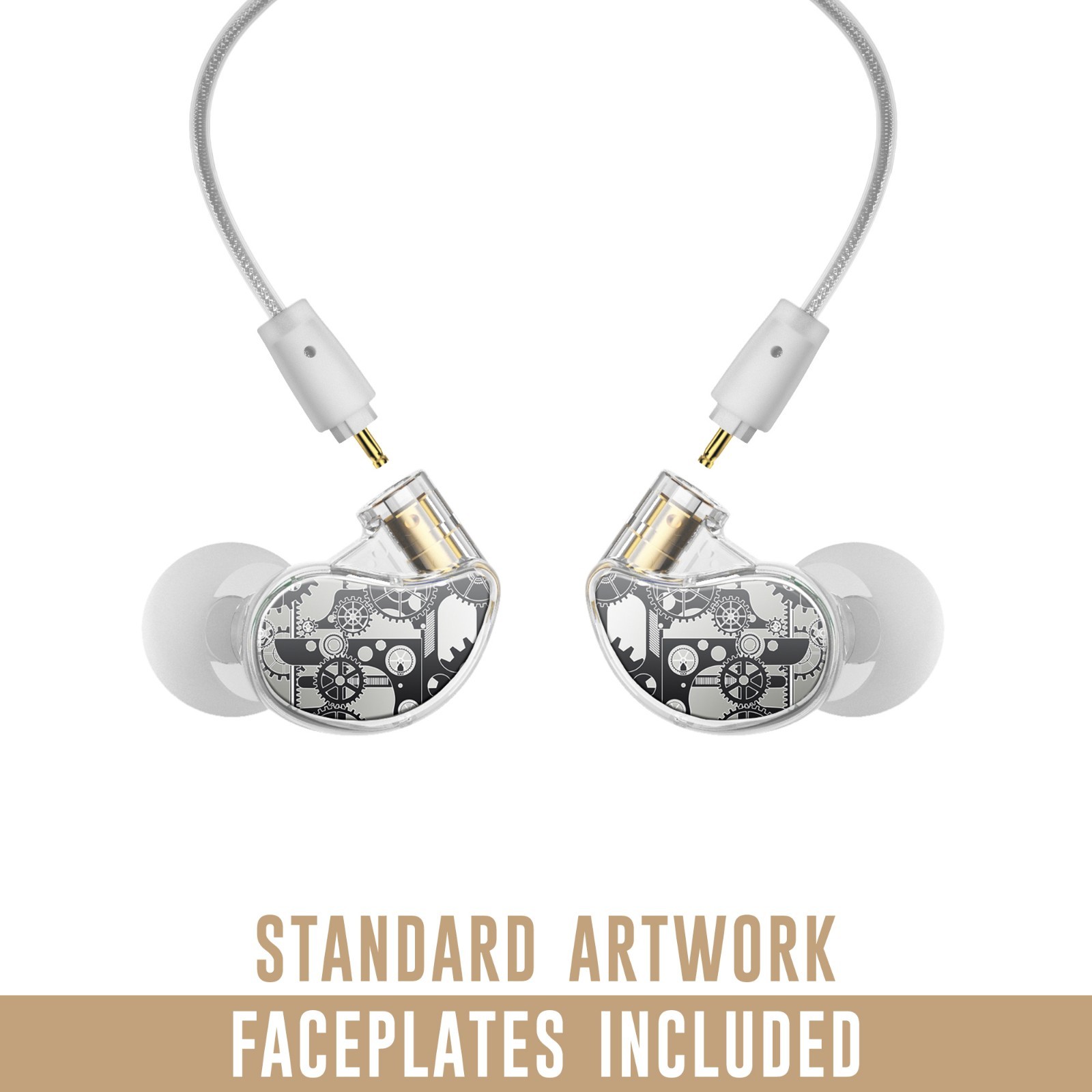 MEE audio M6 PRO 2nd Generation + Gears Artwork Faceplates Bundle (Clear)