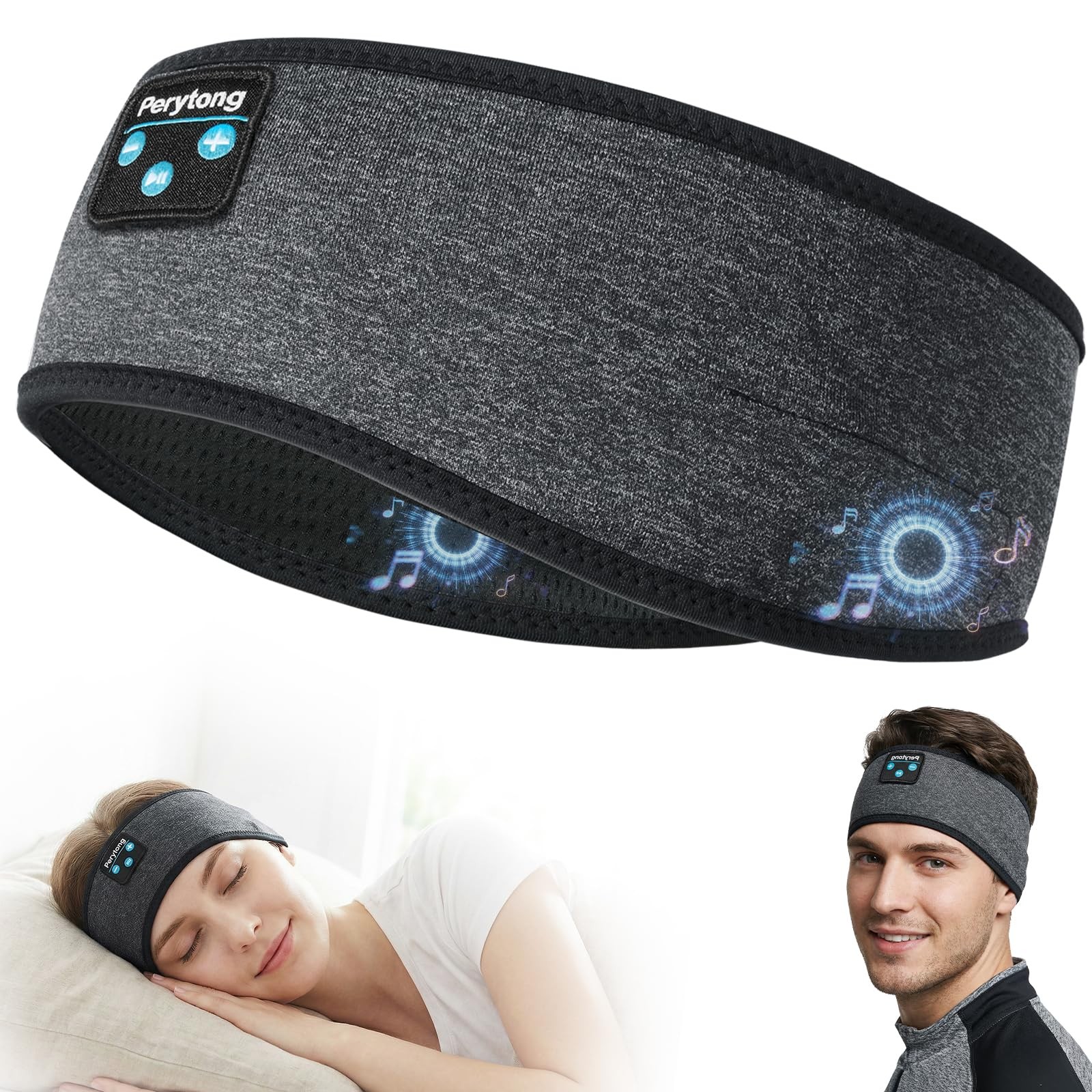 Perytong Sleep Headphones, Wireless 1 Count (Pack of 1), Coal Black
