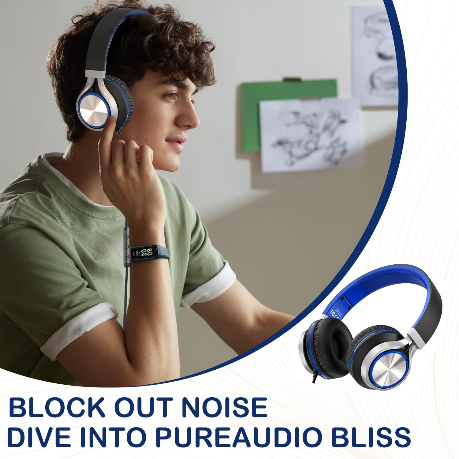 Upgrade USB Type C Wired Headphones, Over-Ear Headphones with Microphone and