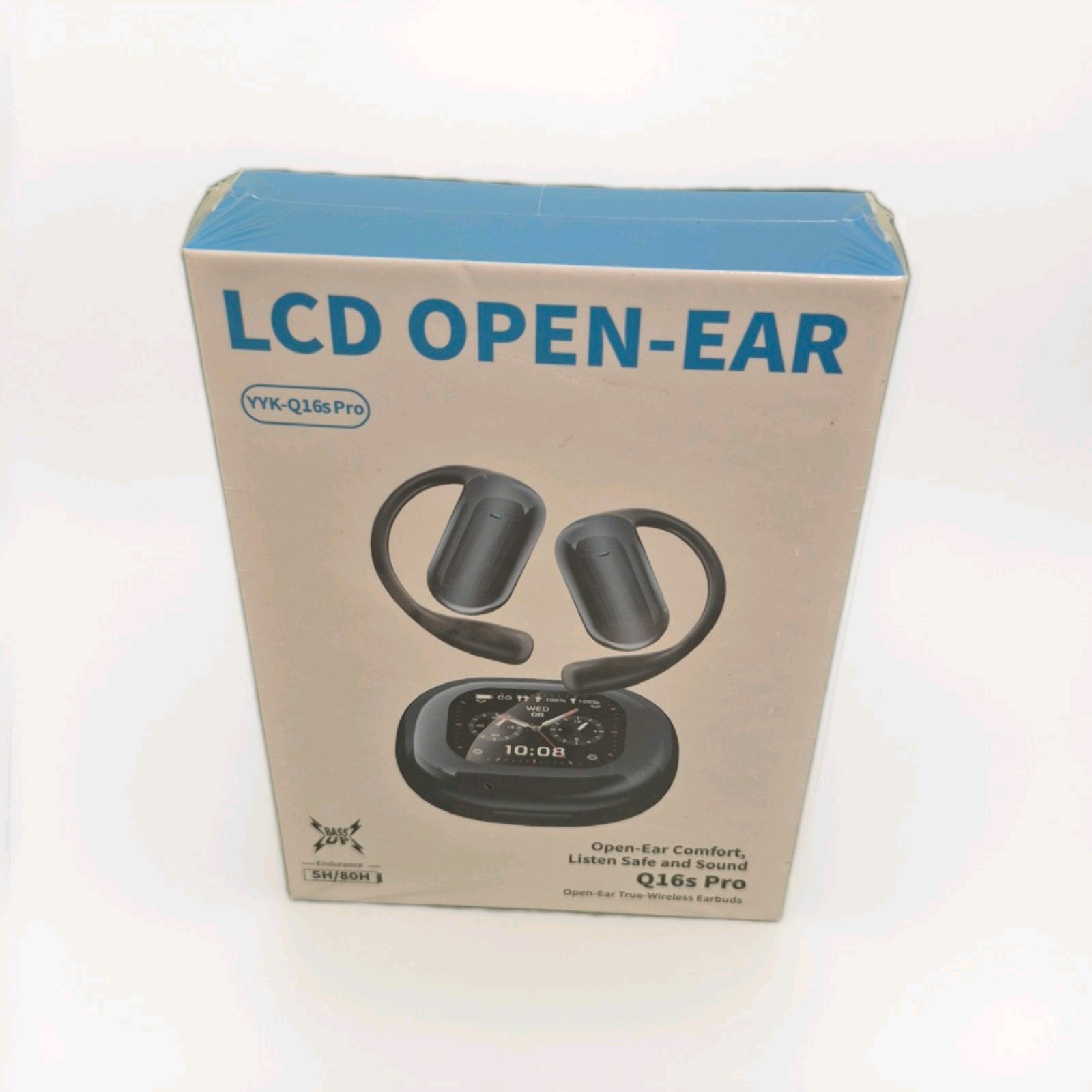 YYK-Q16 Pro AI Open-Ear True-Wireless Earbuds with LCD Screen Case – NEW SEALED