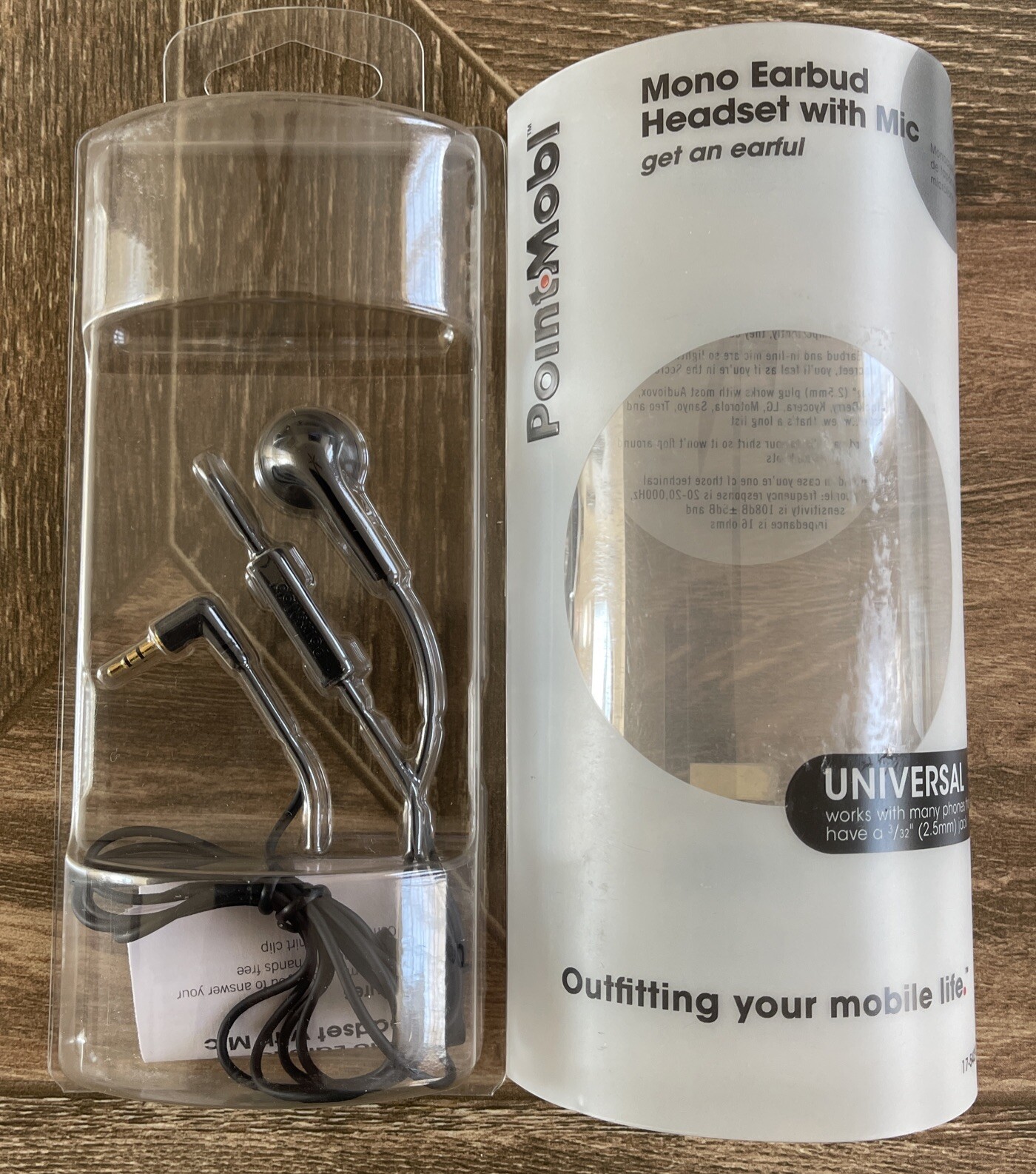 PointMobl Mono Earclip Headset With Mic Get an earful Universal 2.5mm jack 3/32”