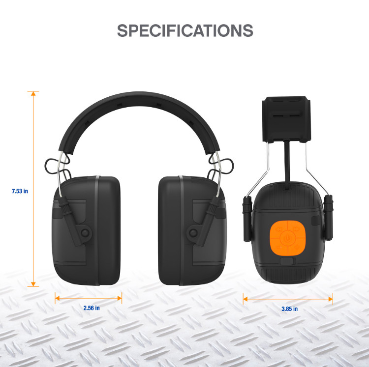 Bluetooth Headphones Noise Cancelling Hearing Protection Ear Muff Wireless Black
