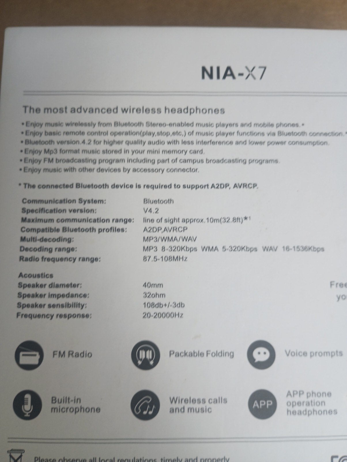 Nia -x7 Wireless Headphones