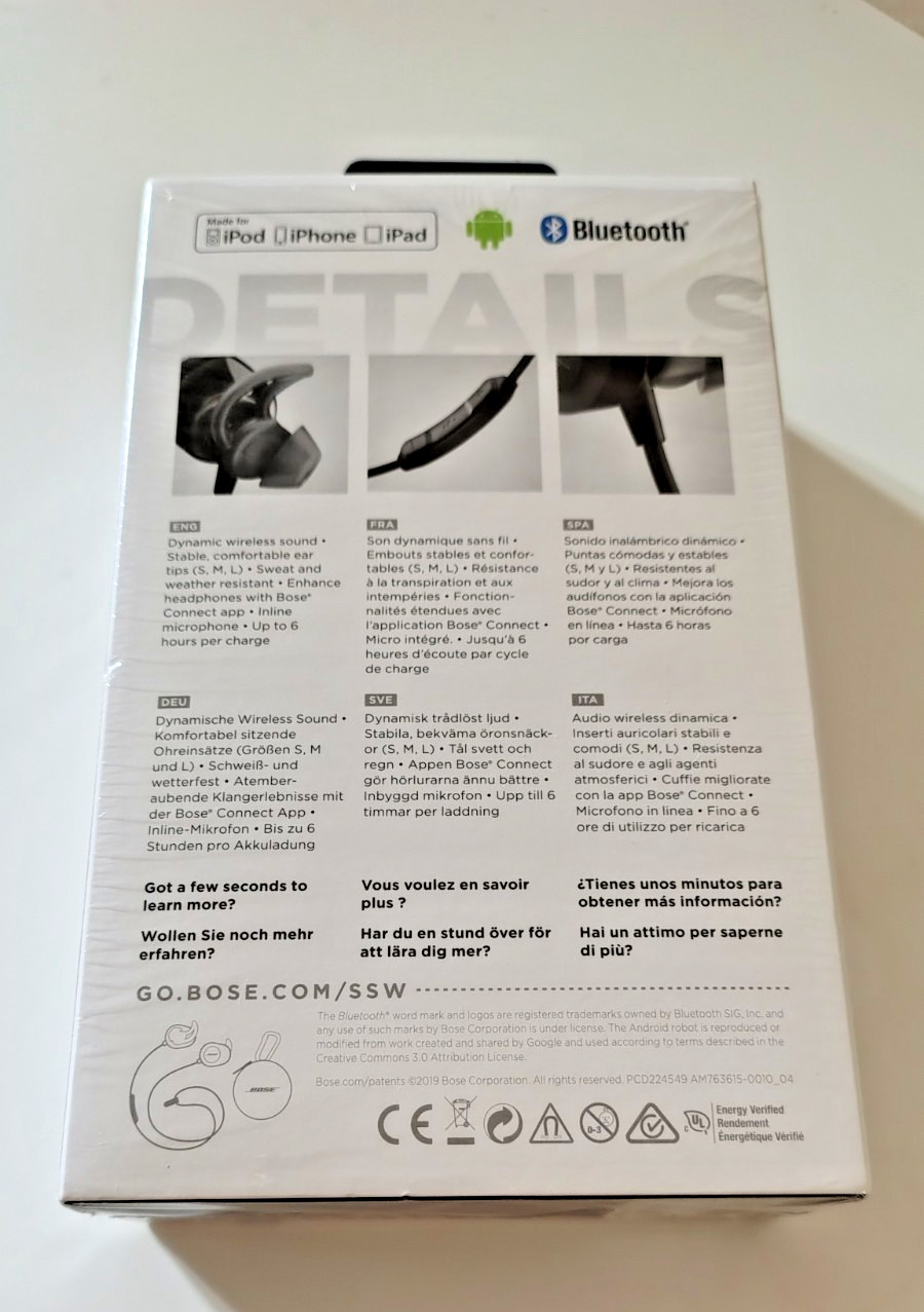BOSE SoundSport Wireless Headphones BOX ONLY+accessor