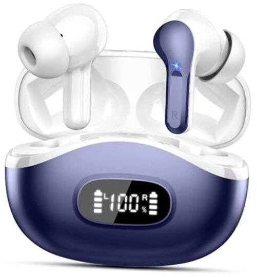 Wireless Earbudstooth Headphones 5.4 HiFi Stereo, Ear Buds with 4 ENC Blue