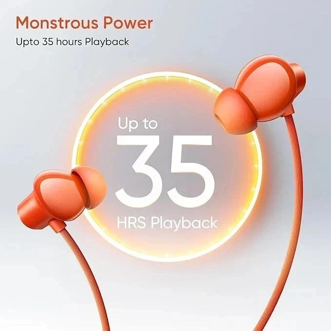 Realme Buds Wireless 5 Lite Ear Bluetooth Neckband Boost Cyber Orange USA Stock