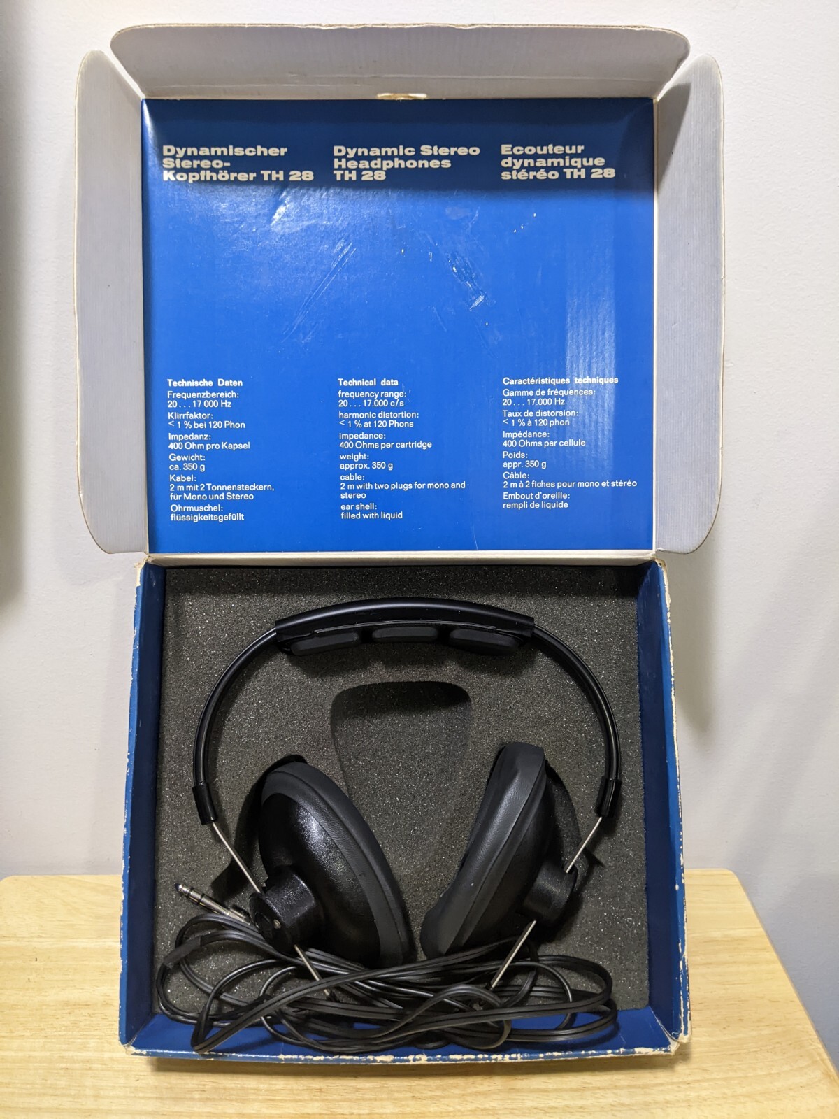 Vintage Telefunken Stereo Headphones TH 28 in the Original Box TESTED Germany