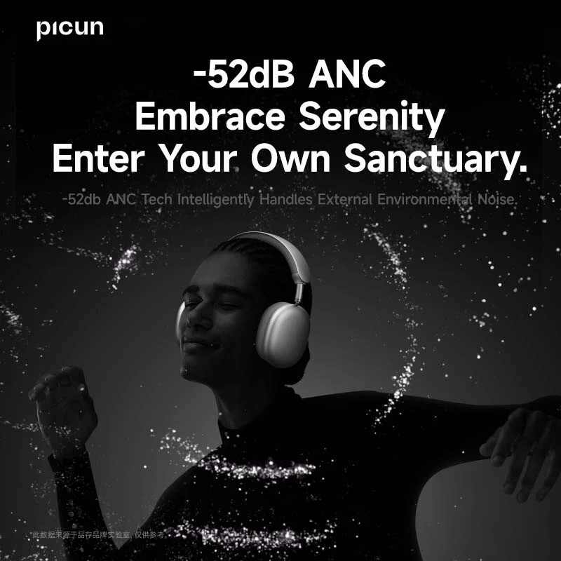 Picun F8 Pro ANC Wireless Headphones Head Tracking 3D Spatial Audio -52dB ANC HI