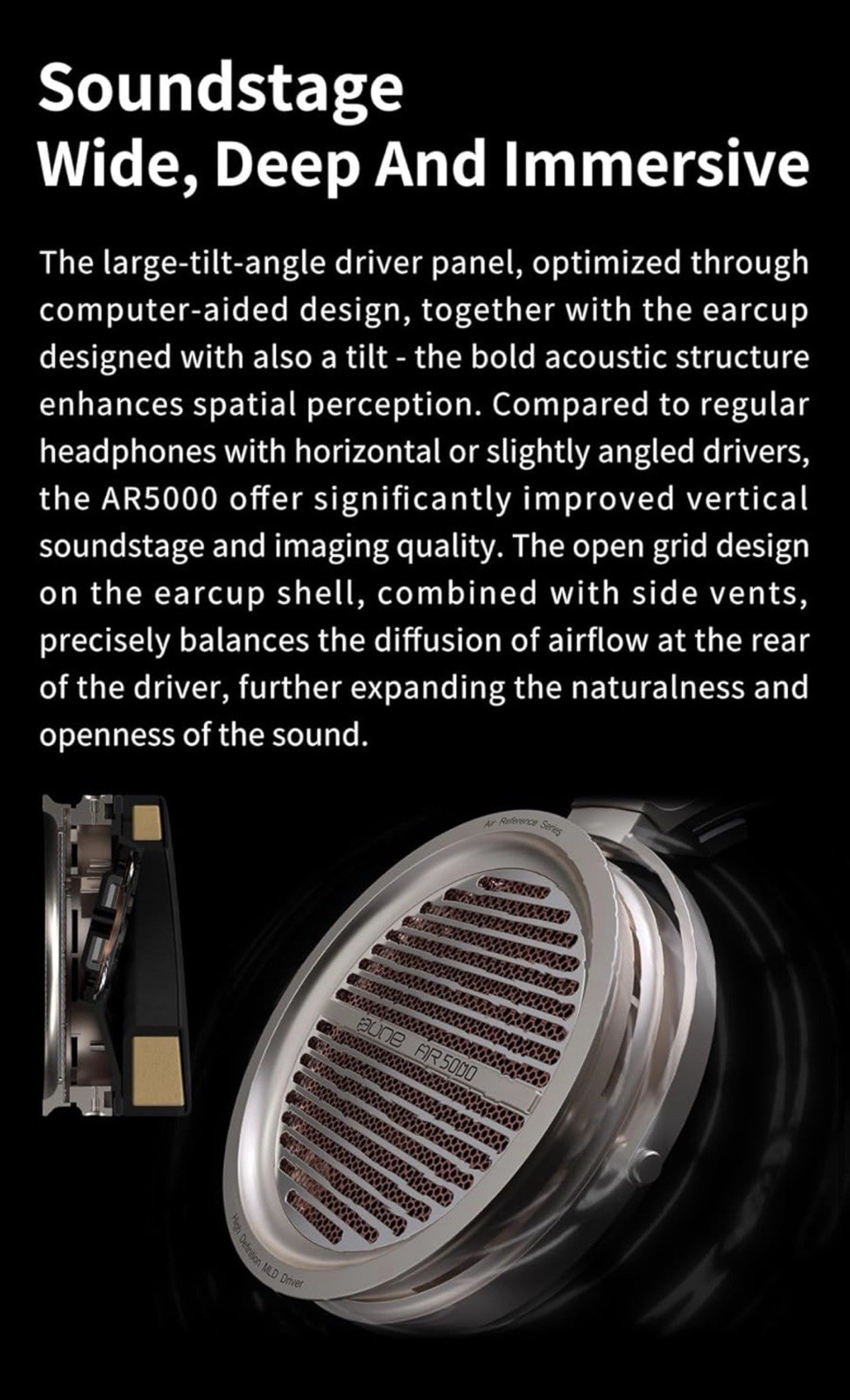 Aune AR5000 Full-Size Open-Back Headphones — Champagne Gold