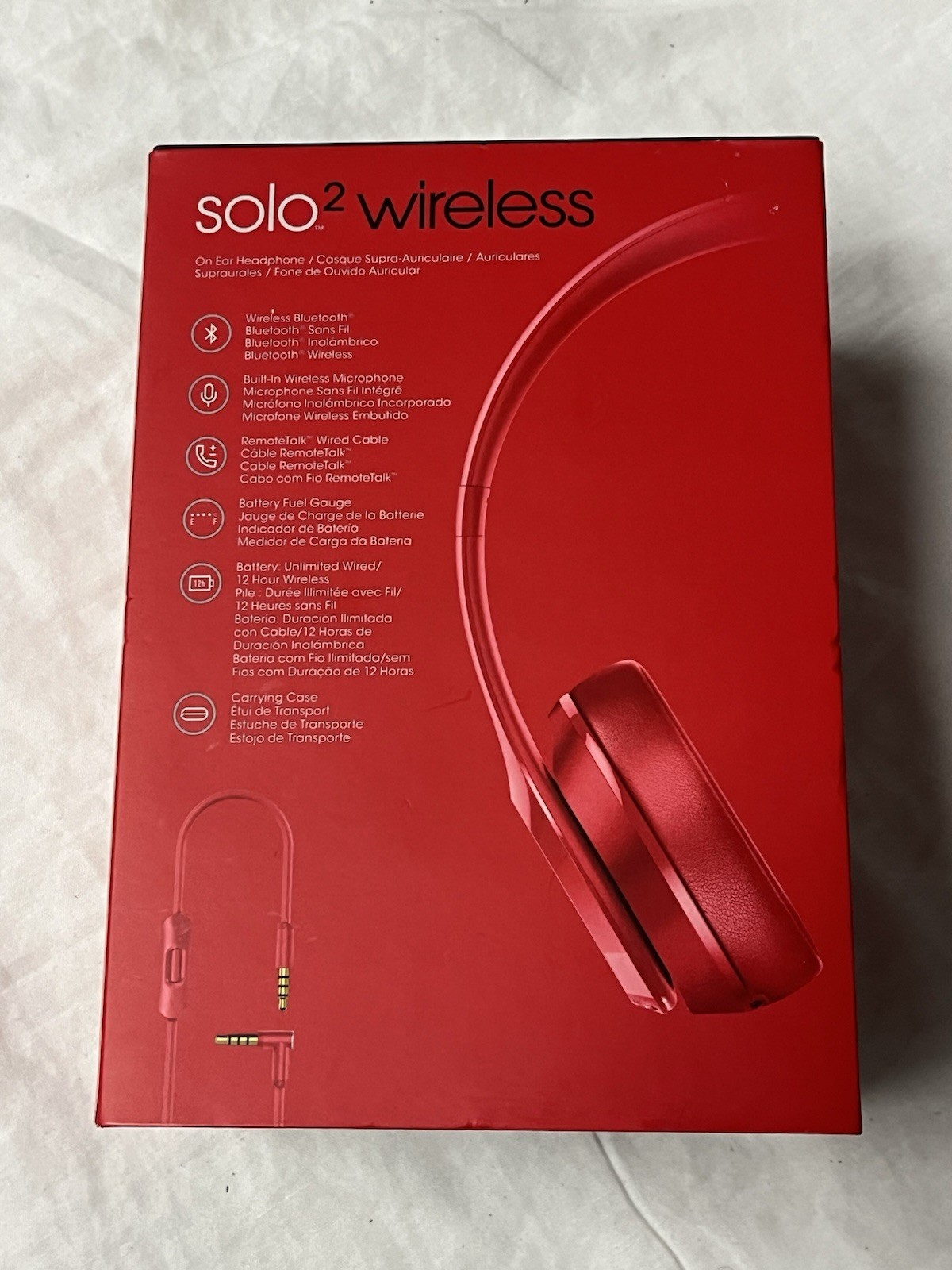 Beats Solo2 Wireless Headphones Gloss Red Color Model B0534 New