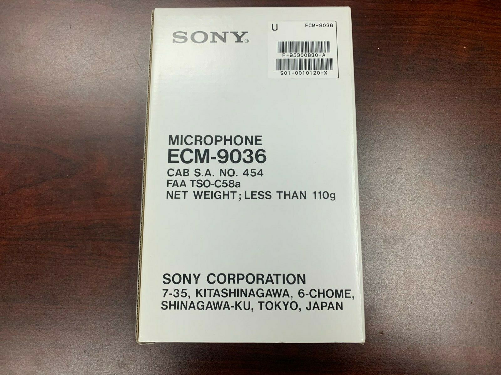 Sony Corp ECM-9036 Aircraft Part PILOT HEADSET, BOOM MICROPHONE