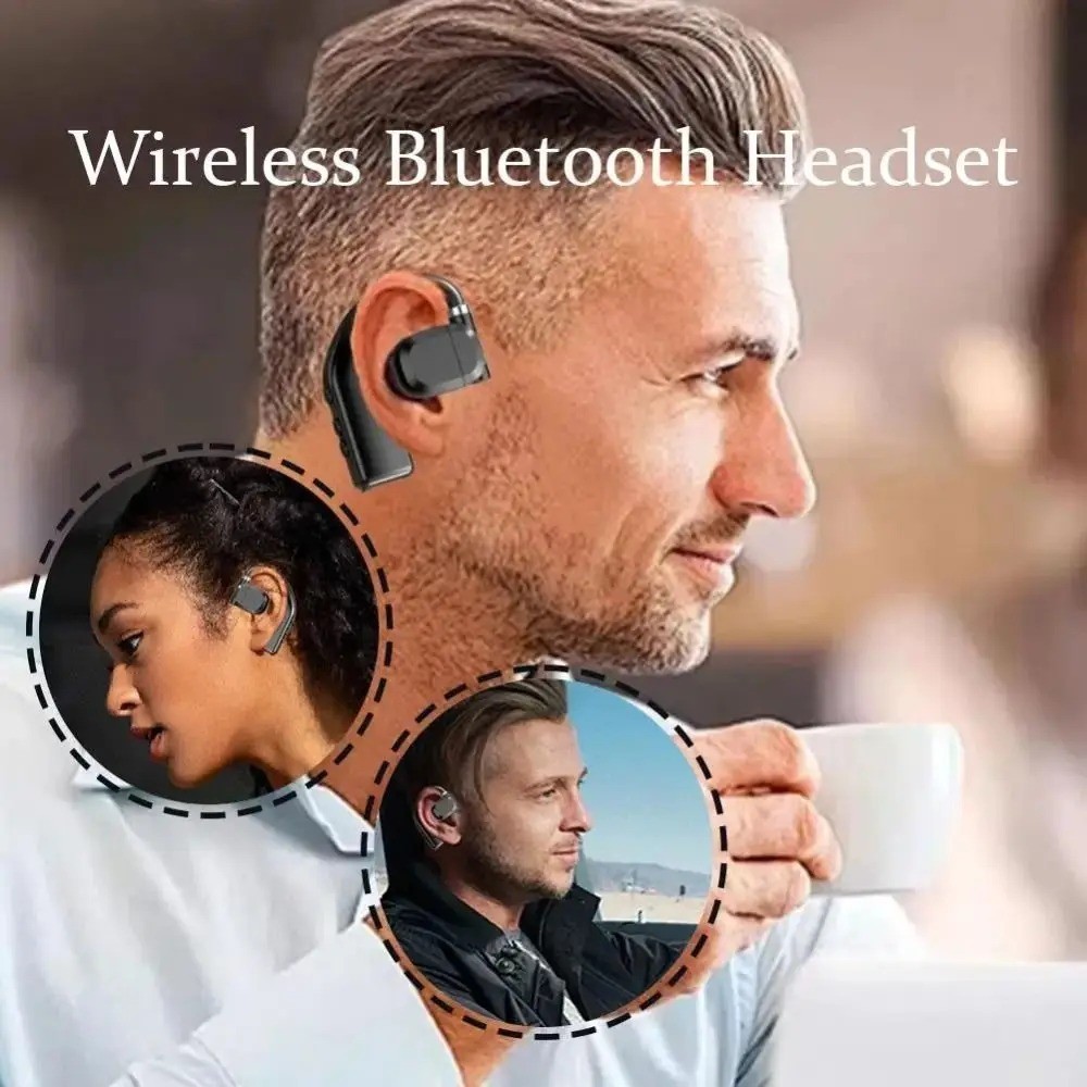 Bluetooth 5.4 Wireless Earhook Headphones Stereo Mic Noise Reduction
