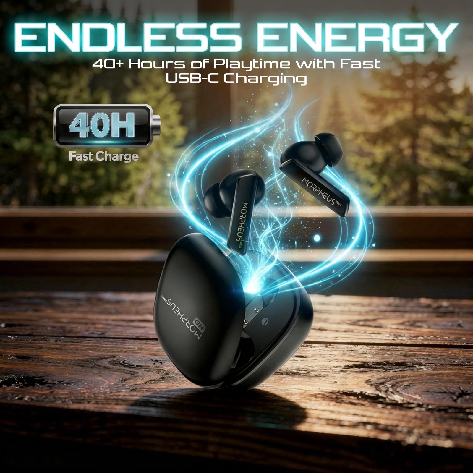 Morpheus 360 Pulse ANC Includes small, medium and large ear tips, Pure Black