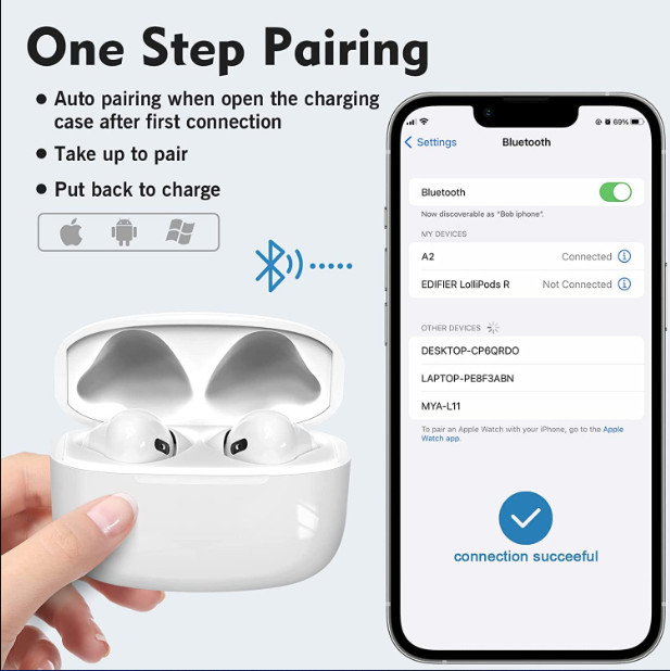 Cuffie Bluetooth 5.1 Auricolari Senza Fili Wireless durata 30 ore, Con Microfono
