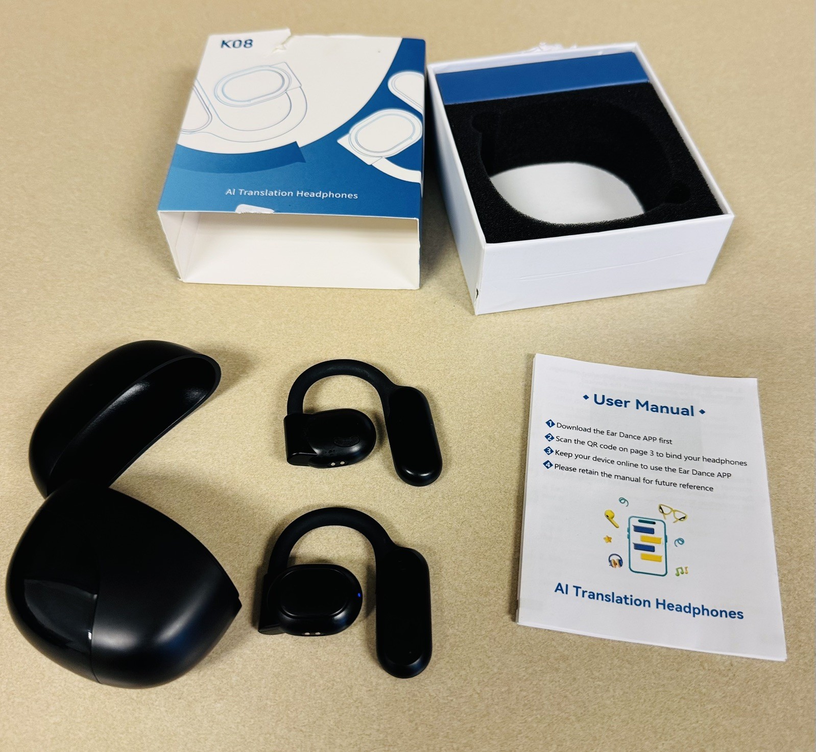 KO8 AI Translation Headphones AI-powered smart translator earbuds