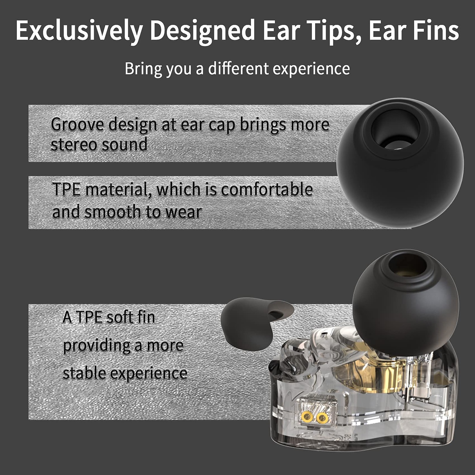 Wired Earbuds Clear Black Bass HiFi Earphones Musicians Singers Stage Studio
