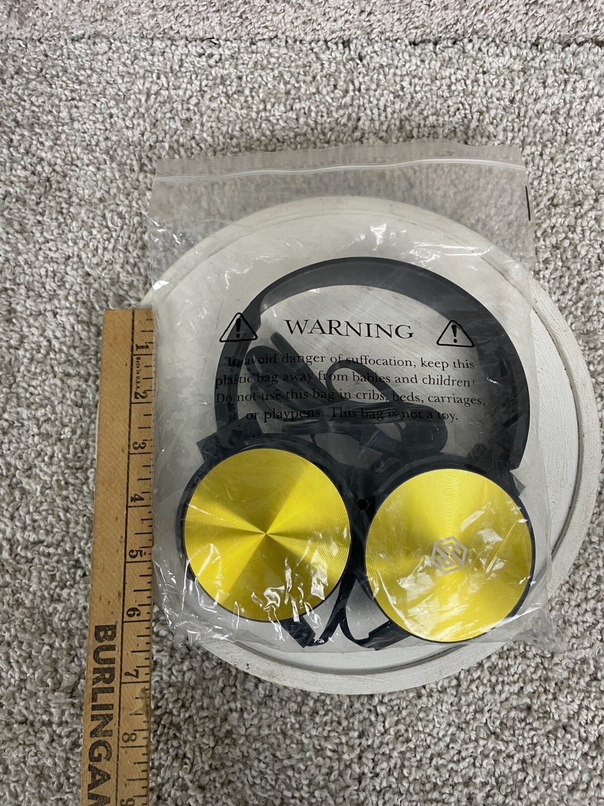 Sonitum Smartphone Headphones Wired Stereo 7″x6″ Black Yellow Tested/Works