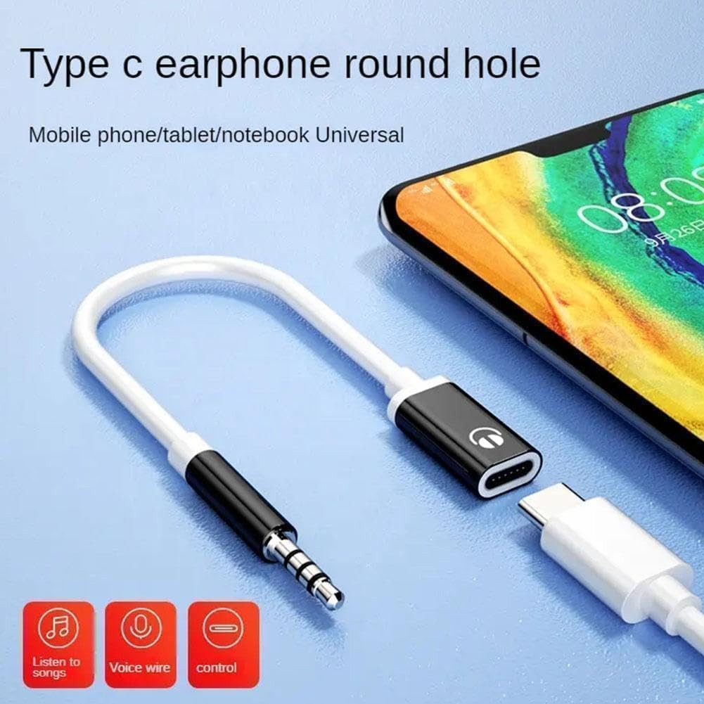 Black Headphone Jack Adapter, 3.5mm Male to TypeC Female Audio Cable Cord, USB C