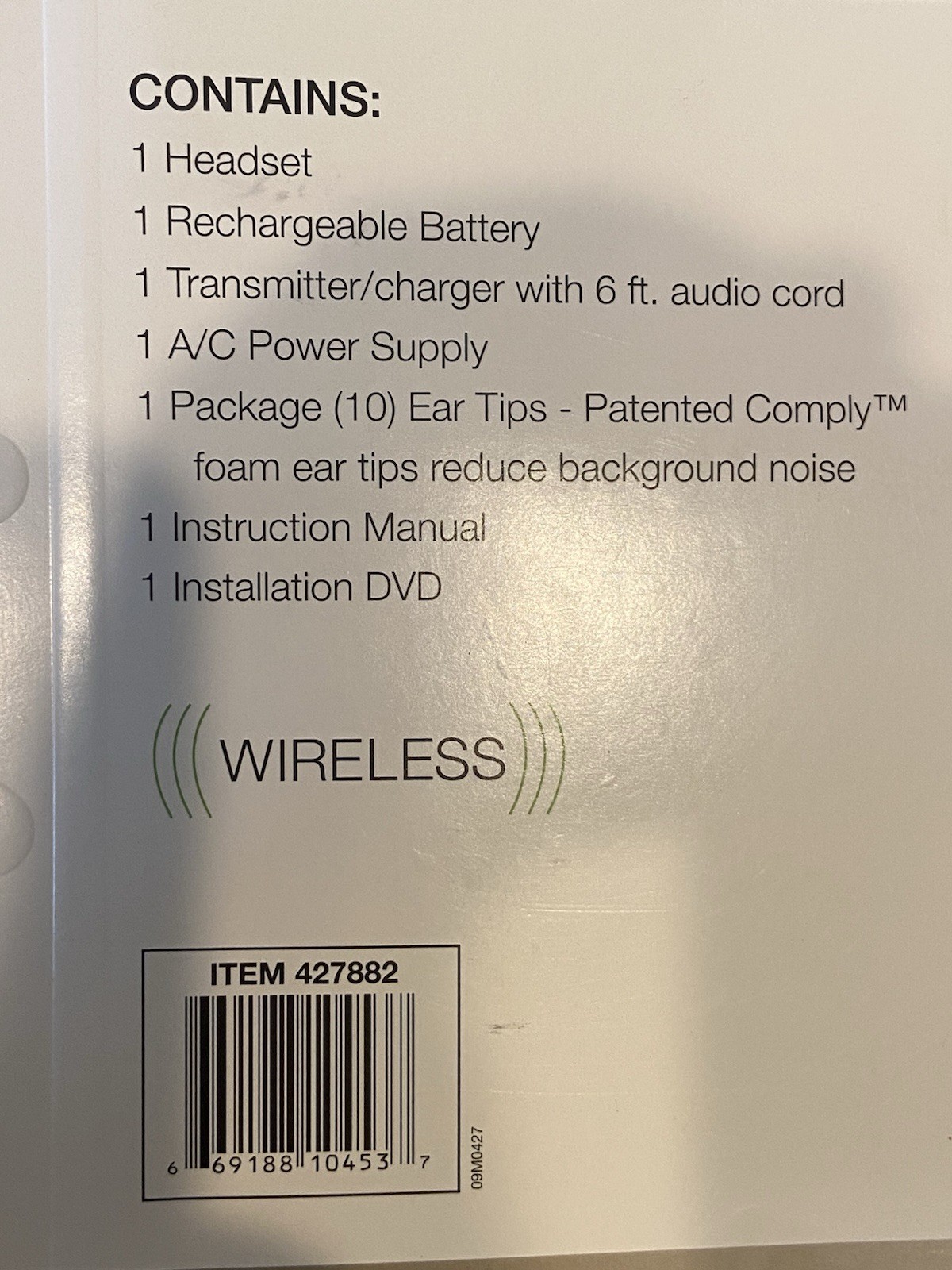 TV Ears Noise Reduction TV Headset Wireless Rechargeable Battery NEW 427882