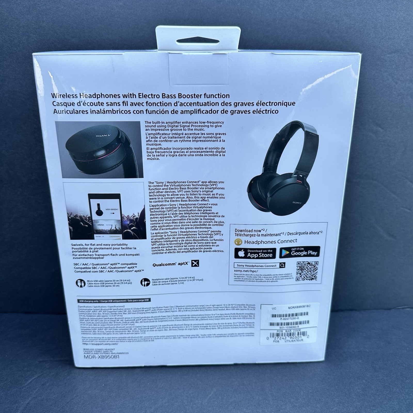 Sony MDR-XB950B1 Extra Bass Wireless Over-Ear Headphones – Black New Sealed