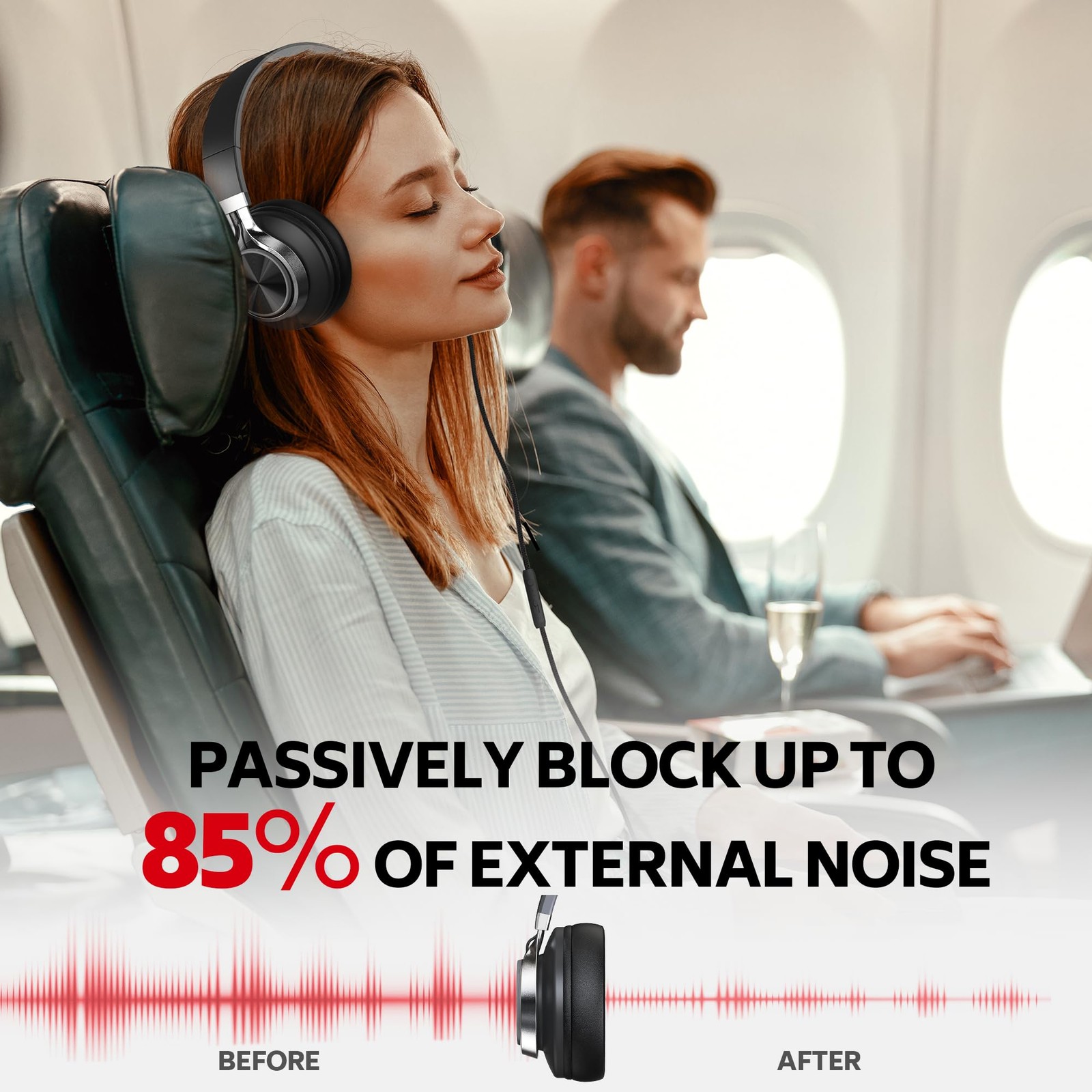 AC01 Headphones Wired Over Ear with Mic Volume Control, Black Grey