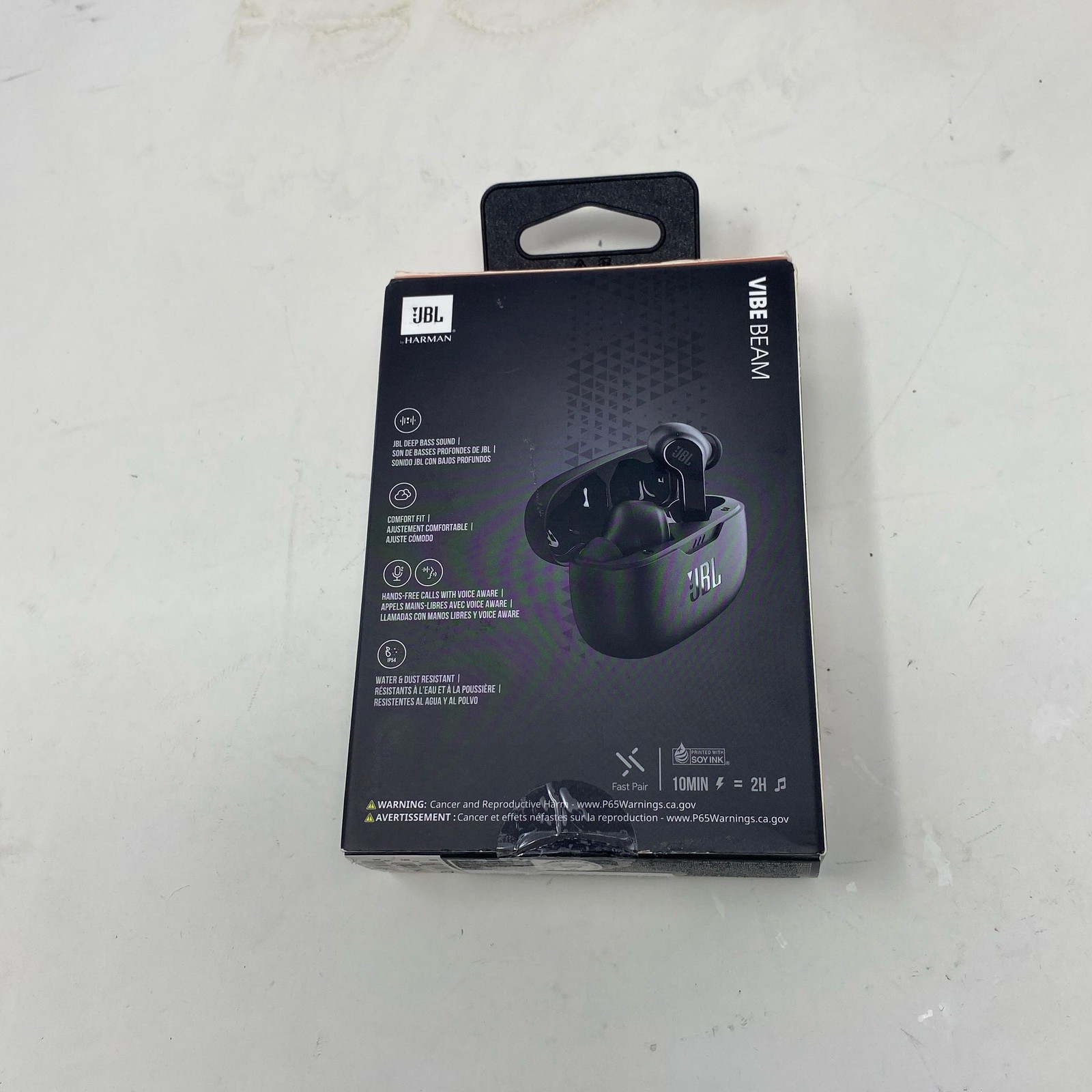 JBL Vibe Beam True Wireless Earbuds – Black, Deep Bass, 32H