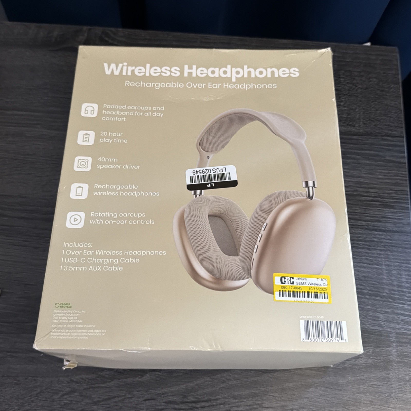 Open-box – GEMS Wireless Over-Ear Headphones – Gold