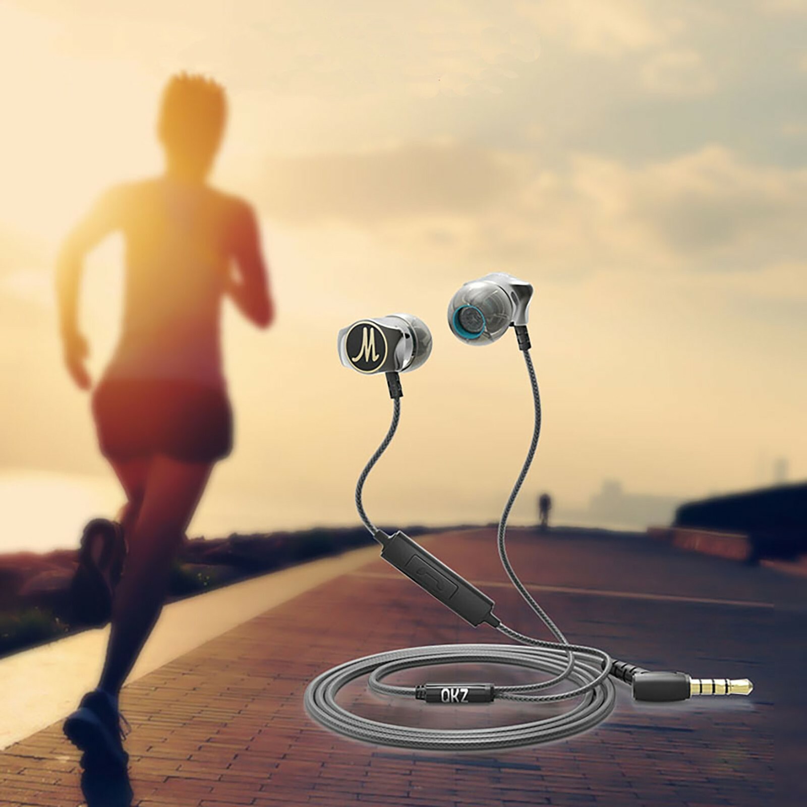 QKZ DM7 Metall In-Ear-Kopfhörer Kabel 120dB Ergonomische Sport Ohrhörer Mikrofon