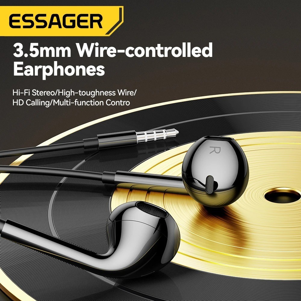 Essager 3.5mm Wired Earphones In-Ear Headset with Microphone Stereo Headphones