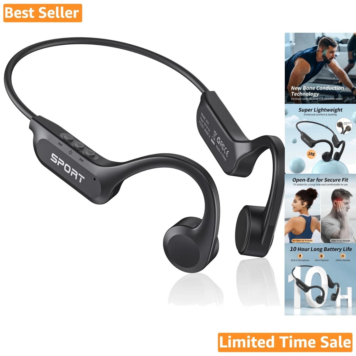 Open Ear Bluetooth Headphones with Mic – 10 Hours Playtime for Sports & Outdoors